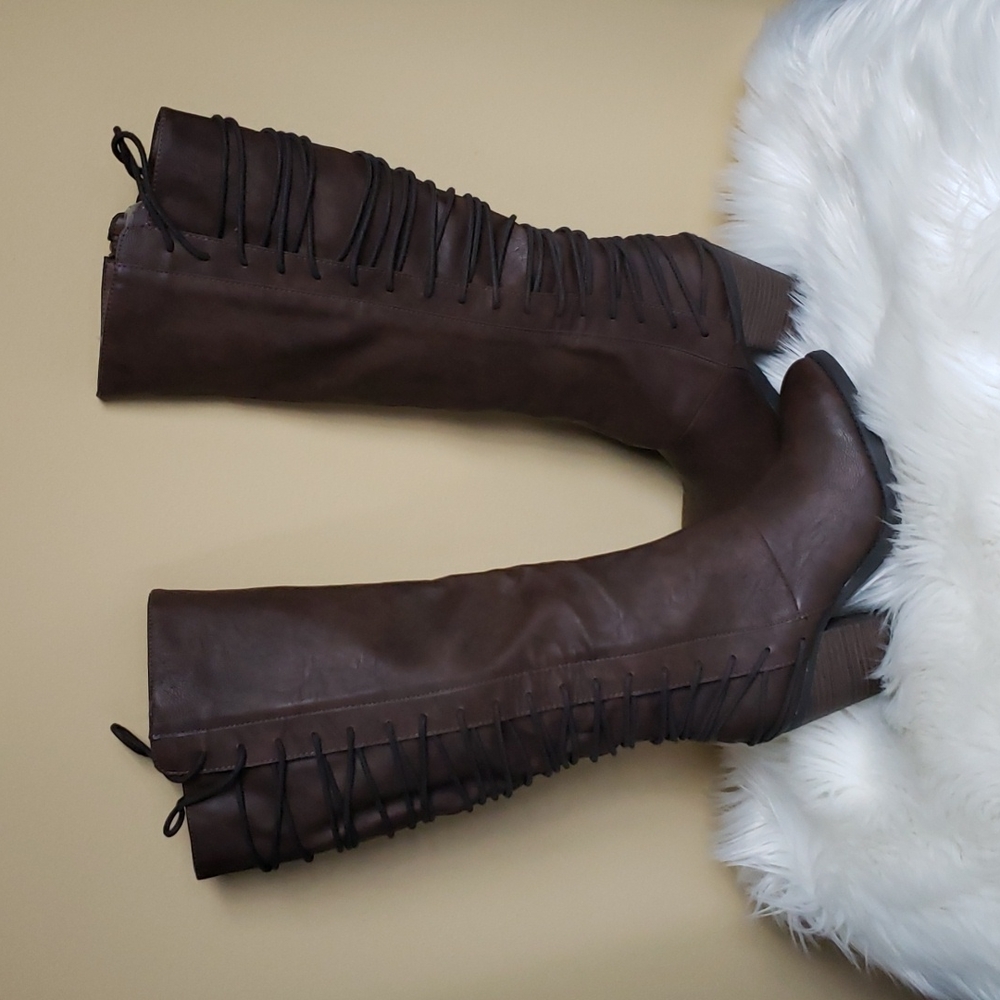 Mossimo Supply Co. Dark Brown Lace-Up Heeled Boots